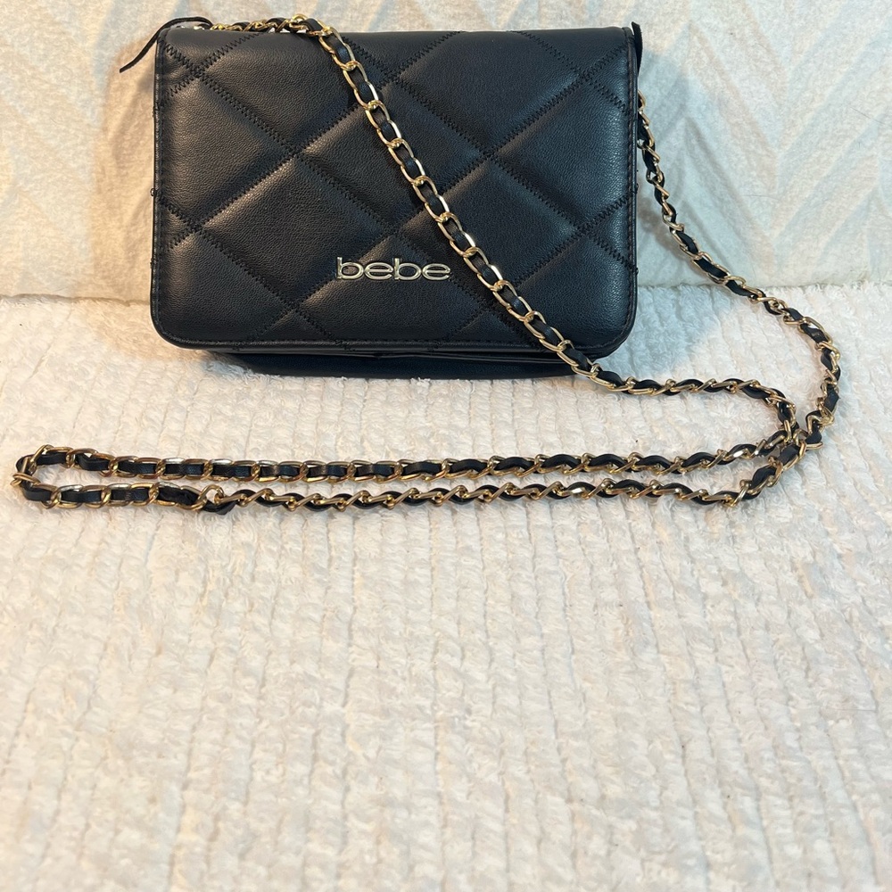 Bebe Black Quilted Crossbody Bag